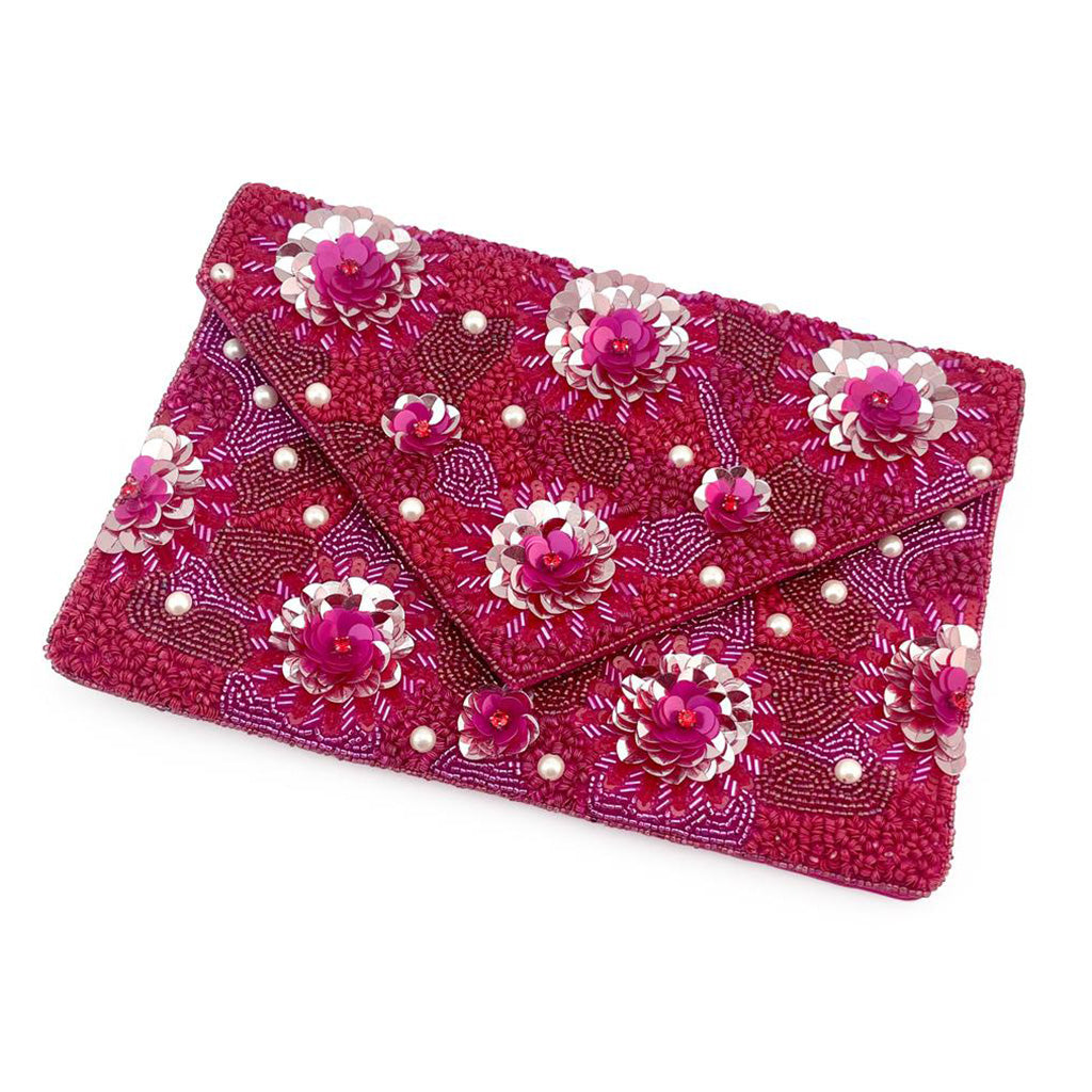 Beaded Floral Envelope Clutch