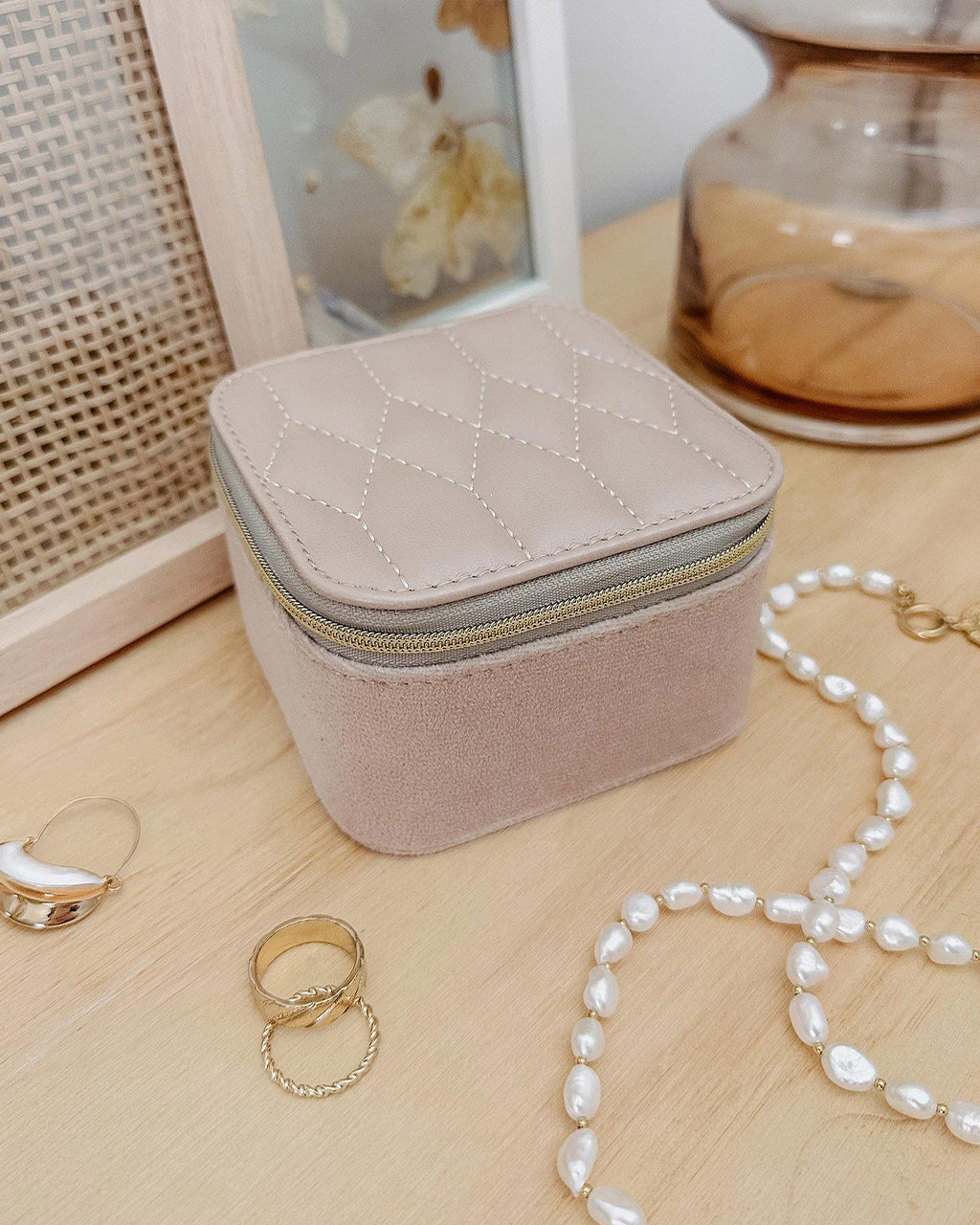 Beau Velvet Jewellery Box - Malt