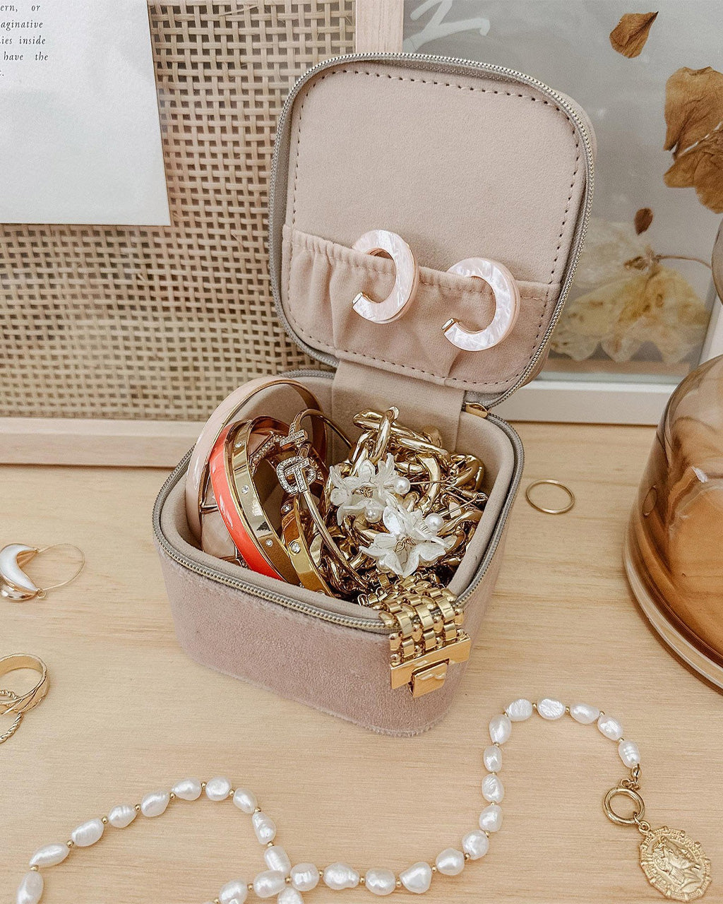 Beau Velvet Jewellery Box - Malt