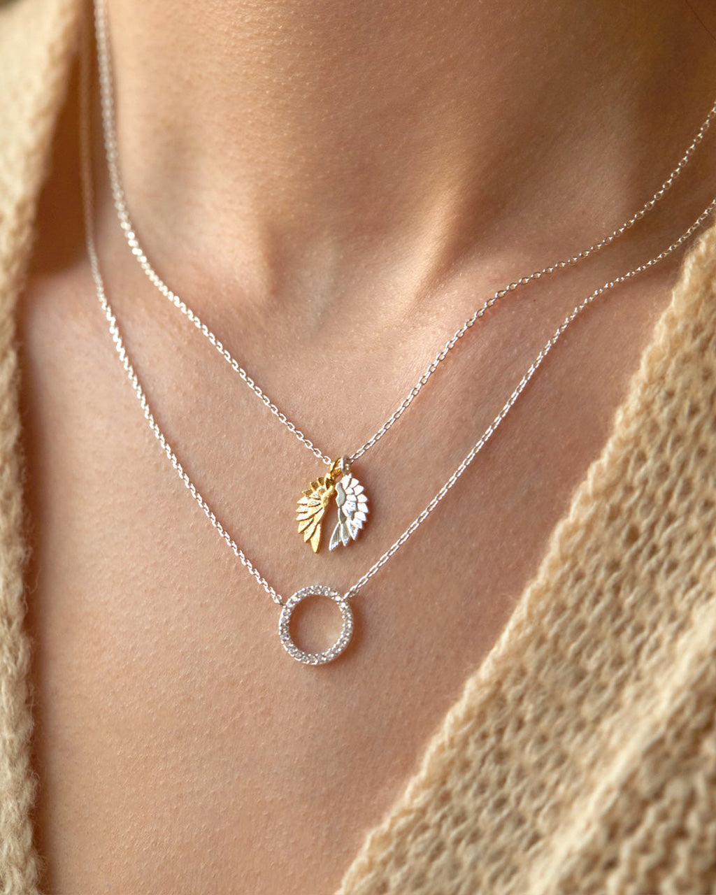 Circle CZ Necklace - Silver