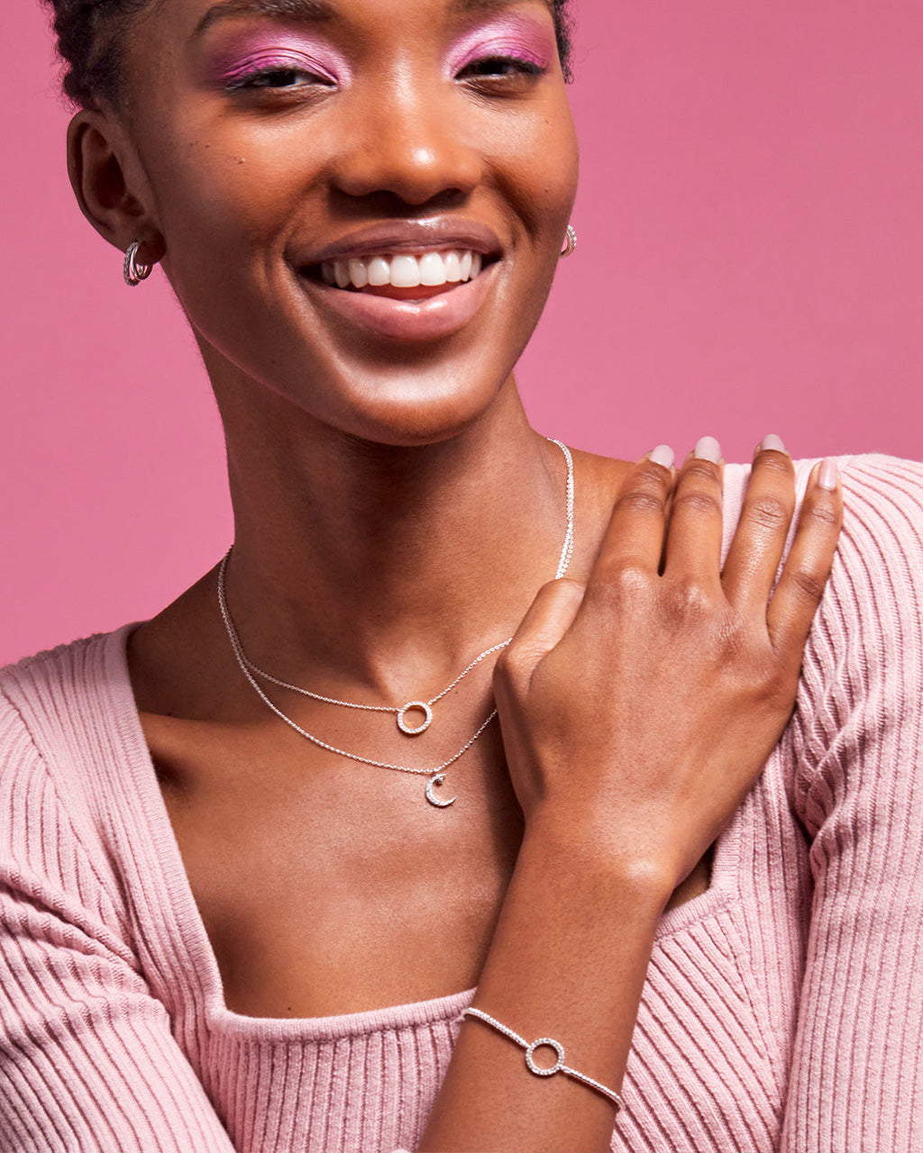 Circle CZ Necklace - Silver