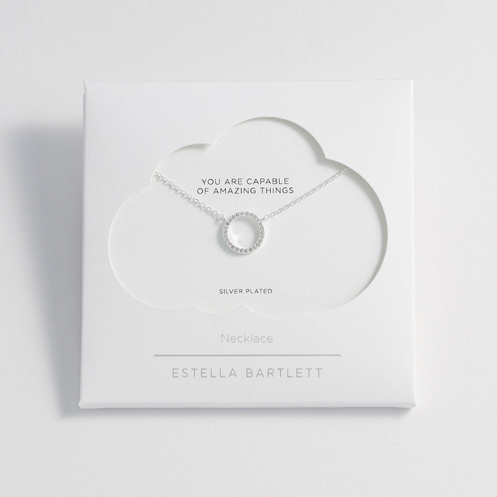 Circle CZ Necklace - Silver