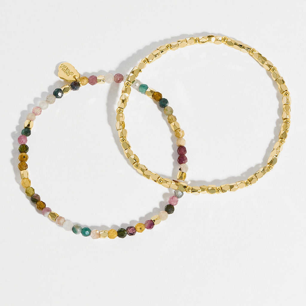 Coco & Tourmaline Gemstone Double Bracelet