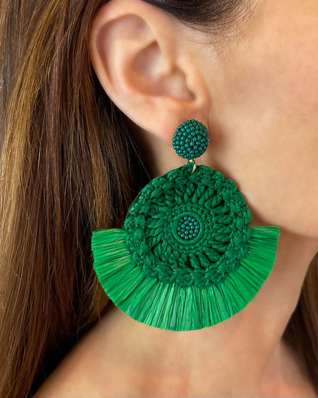 Crochet Earrings - Green