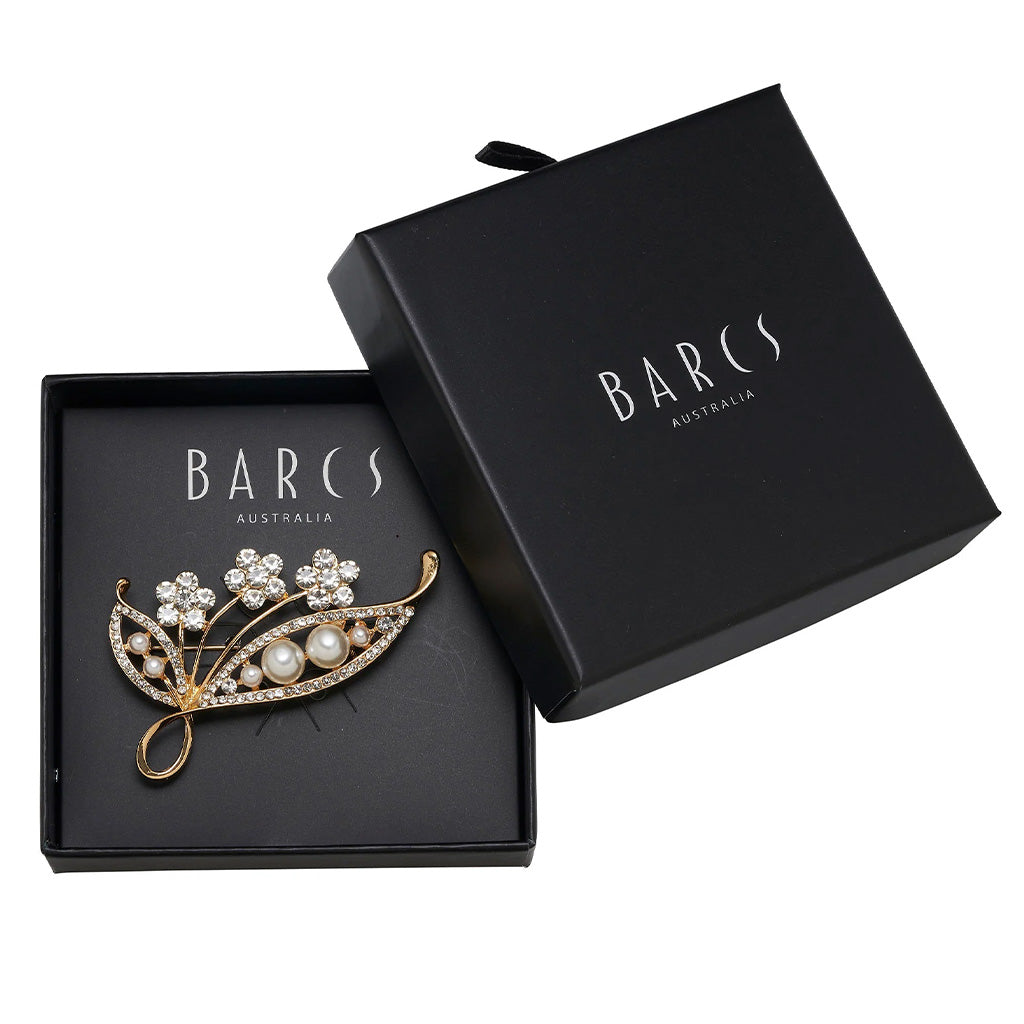 Floral And Pearl Bouquet Brooch