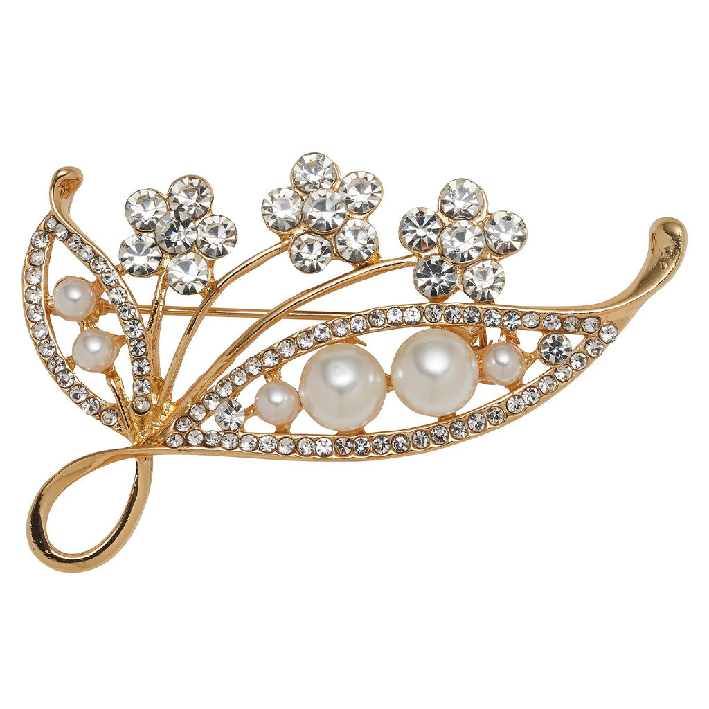 Floral And Pearl Bouquet Brooch