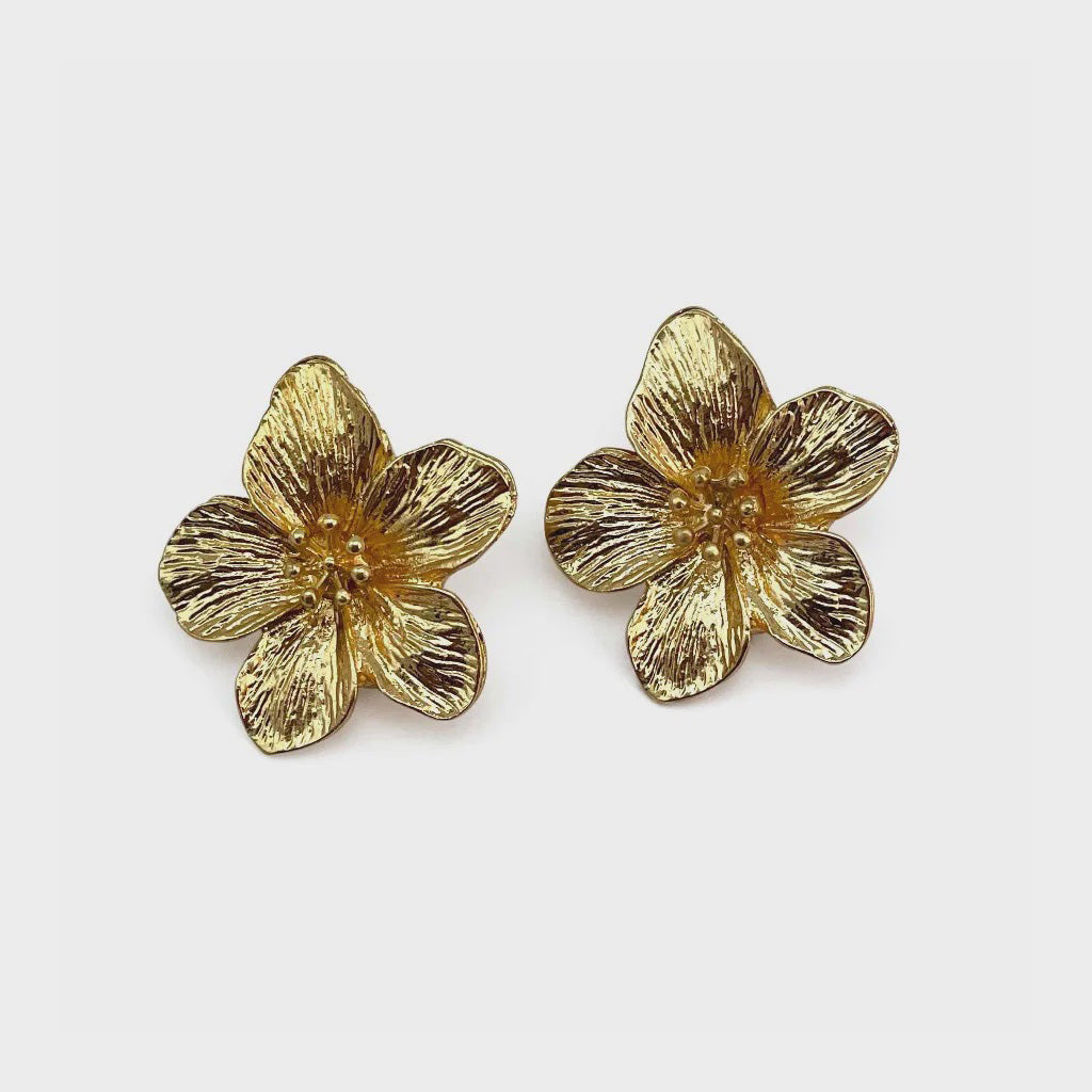 Gold Flower Stud Earrings