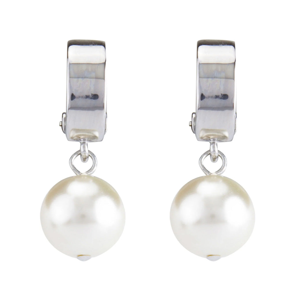 Grace Pearl Drop Clip On Earrings Silver