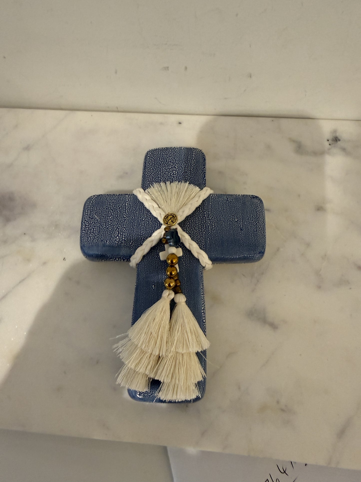GEORGE AND COLE Calcada Blue Ceramic Cross - Small