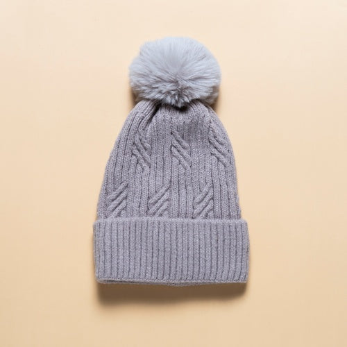 Grey Braided Twist Beanie