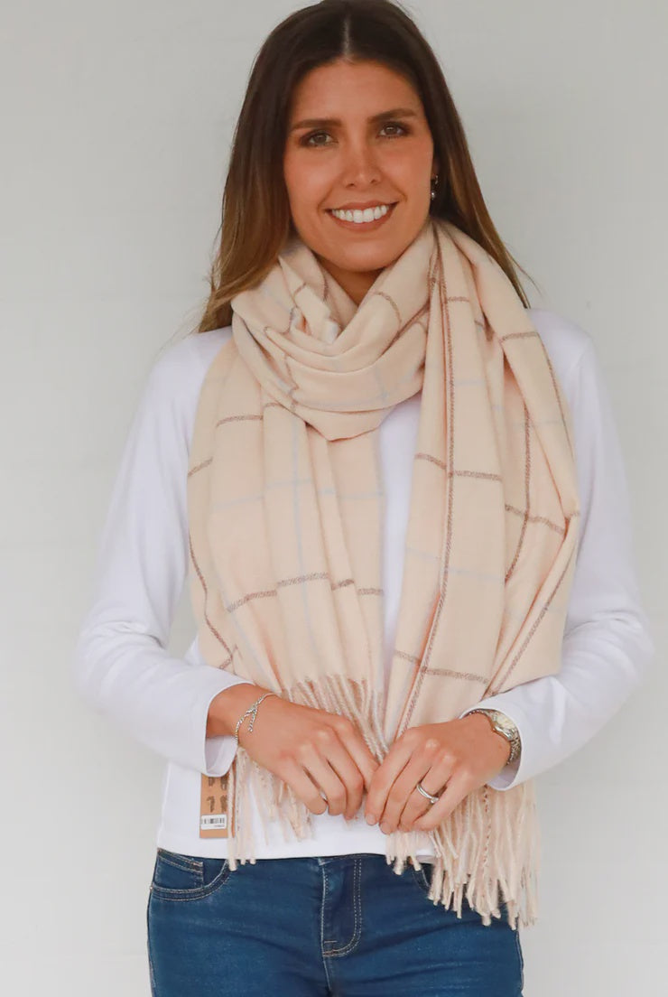 Winter Check Scarf - Cream