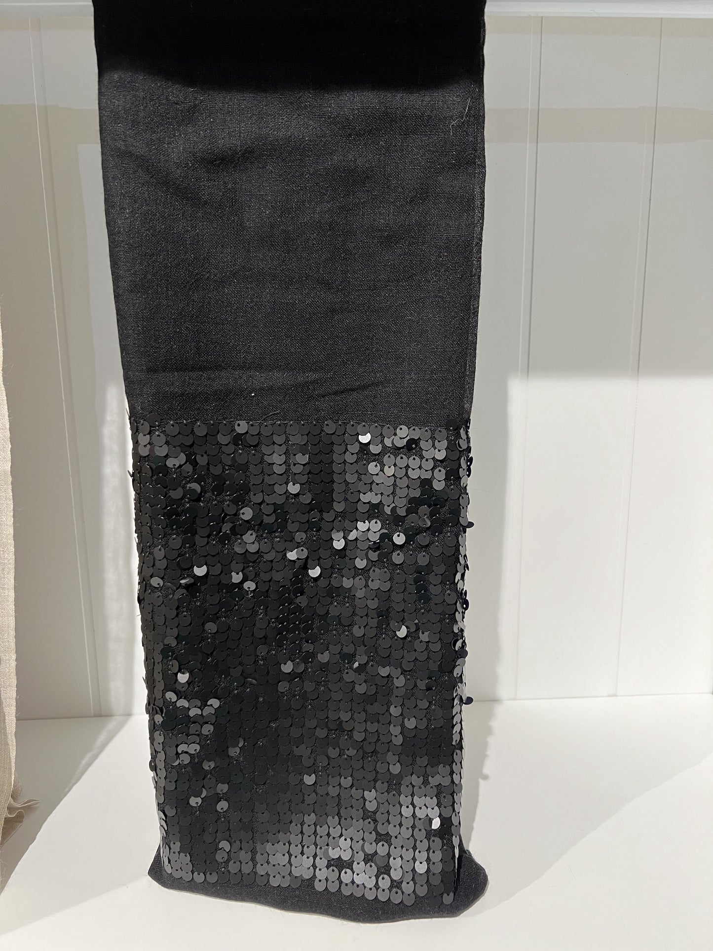 Wool Silk Black Sequinned Scarf