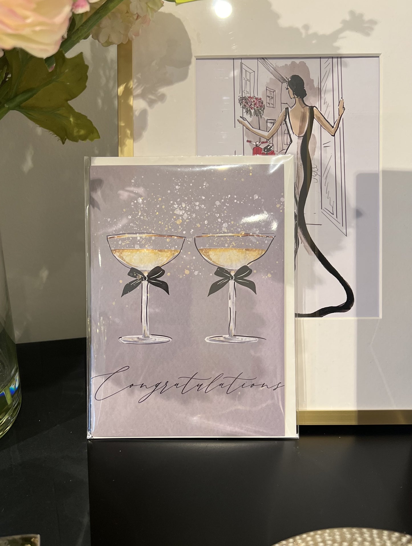 Congratulations With Champagne Glasses Greeting Card