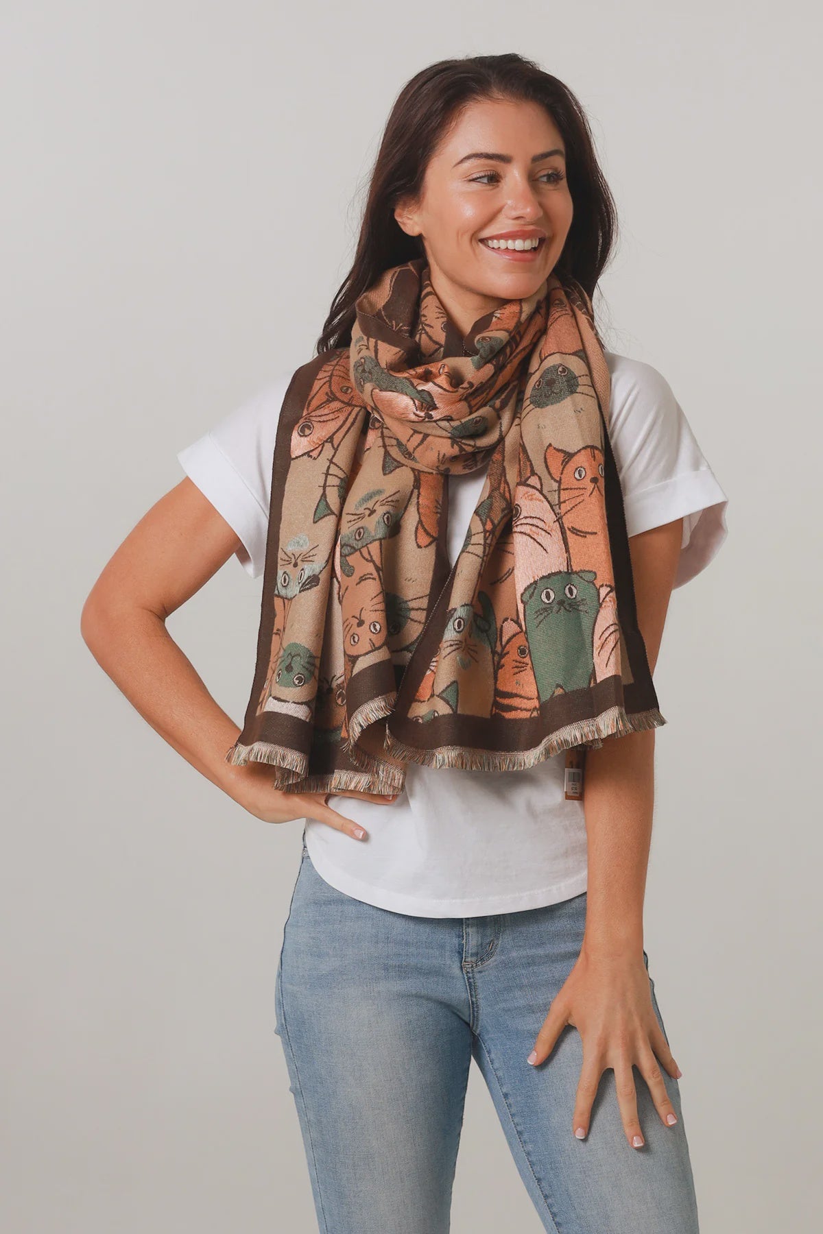 Crazy Cat Scarf - Multi Colour