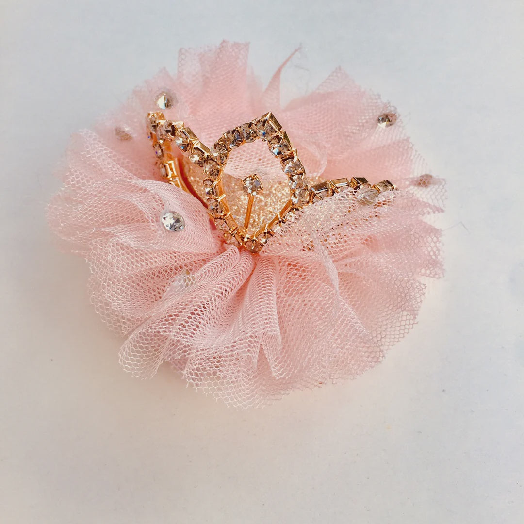 Tiara Crown Hair Clip - Pink