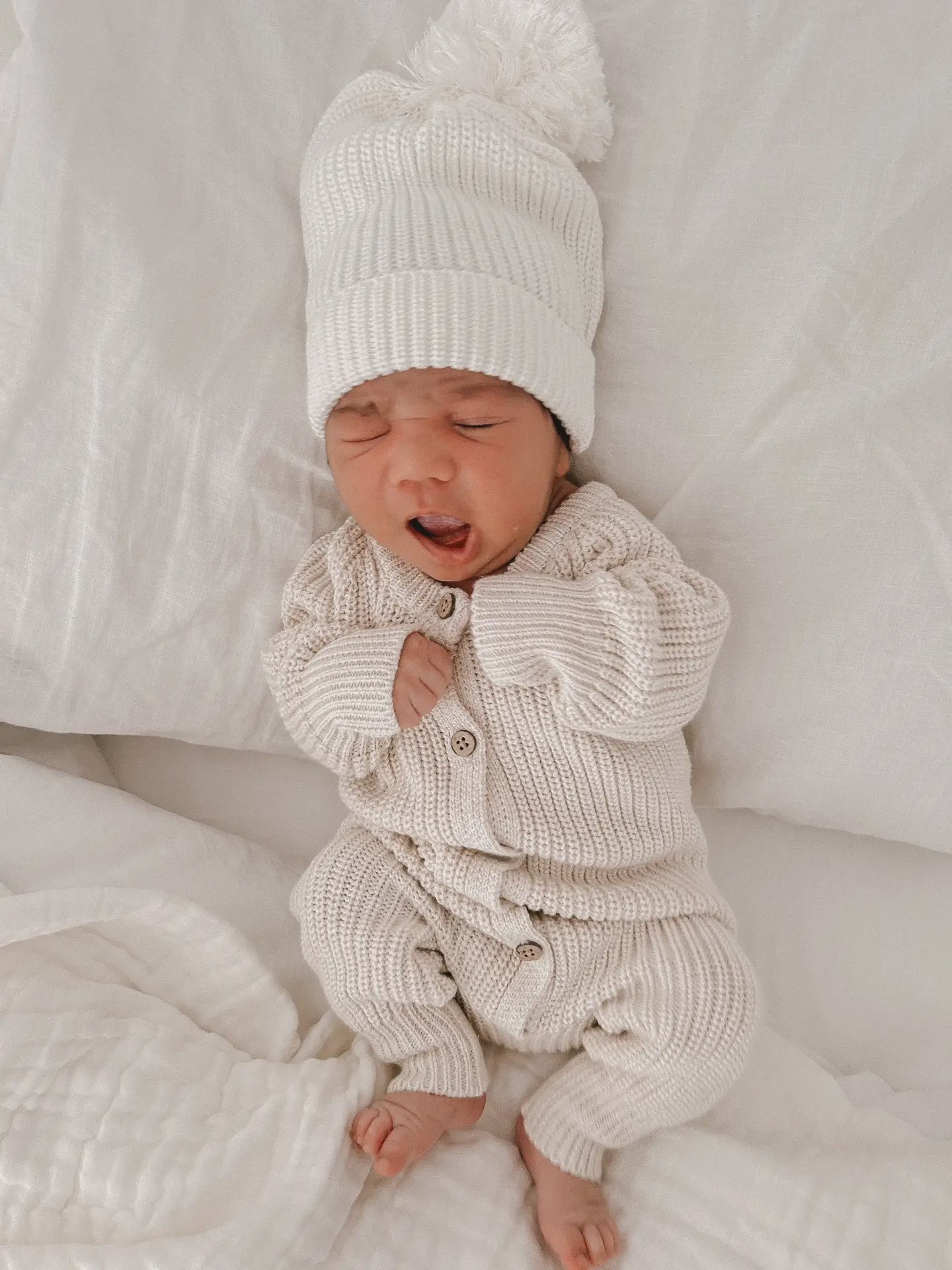 Beige Knit Romper Newborn