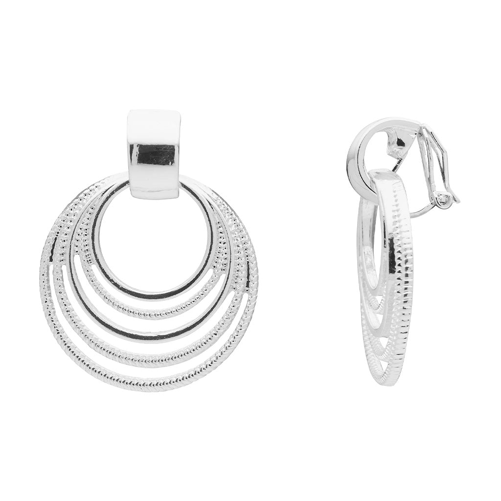 Lasoo Hoop Silver Clip On Earrings