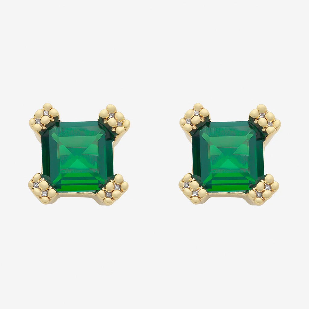 Julianna Gold Green Stud Earrings