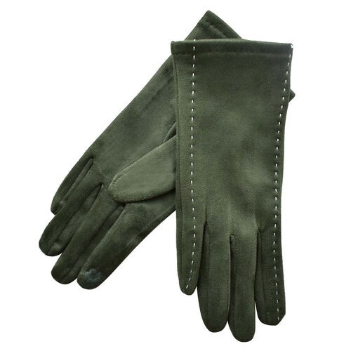 Olive Double Stitched Gloves