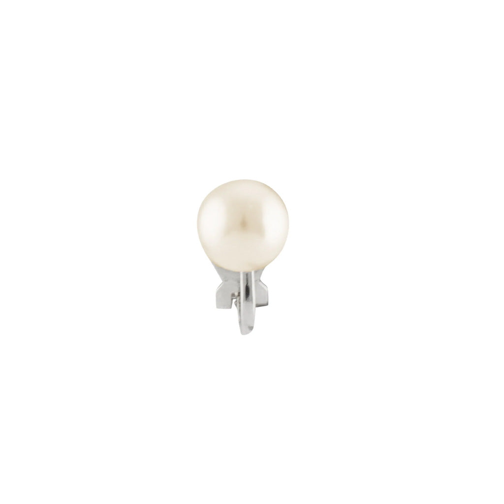 Pearl Stud Clip On Earrings Silver
