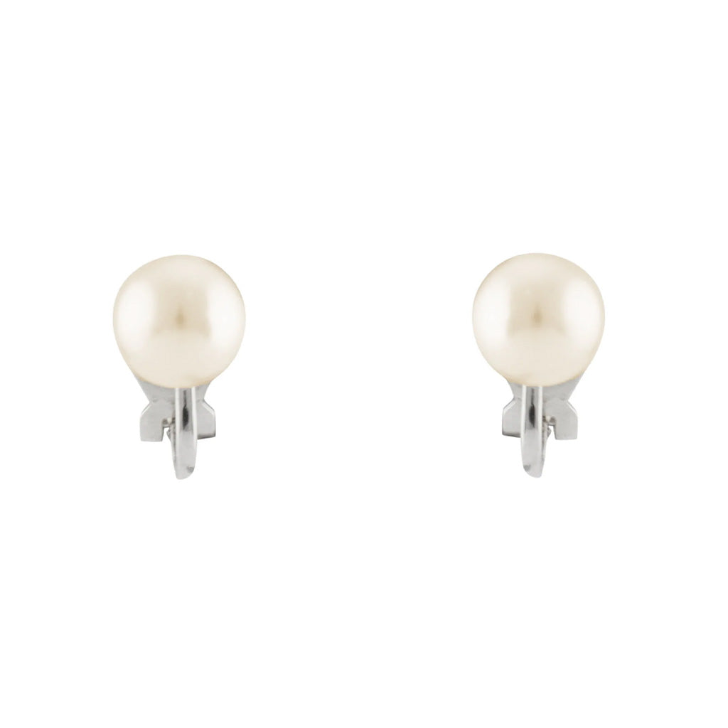 Pearl Stud Clip On Earrings Silver