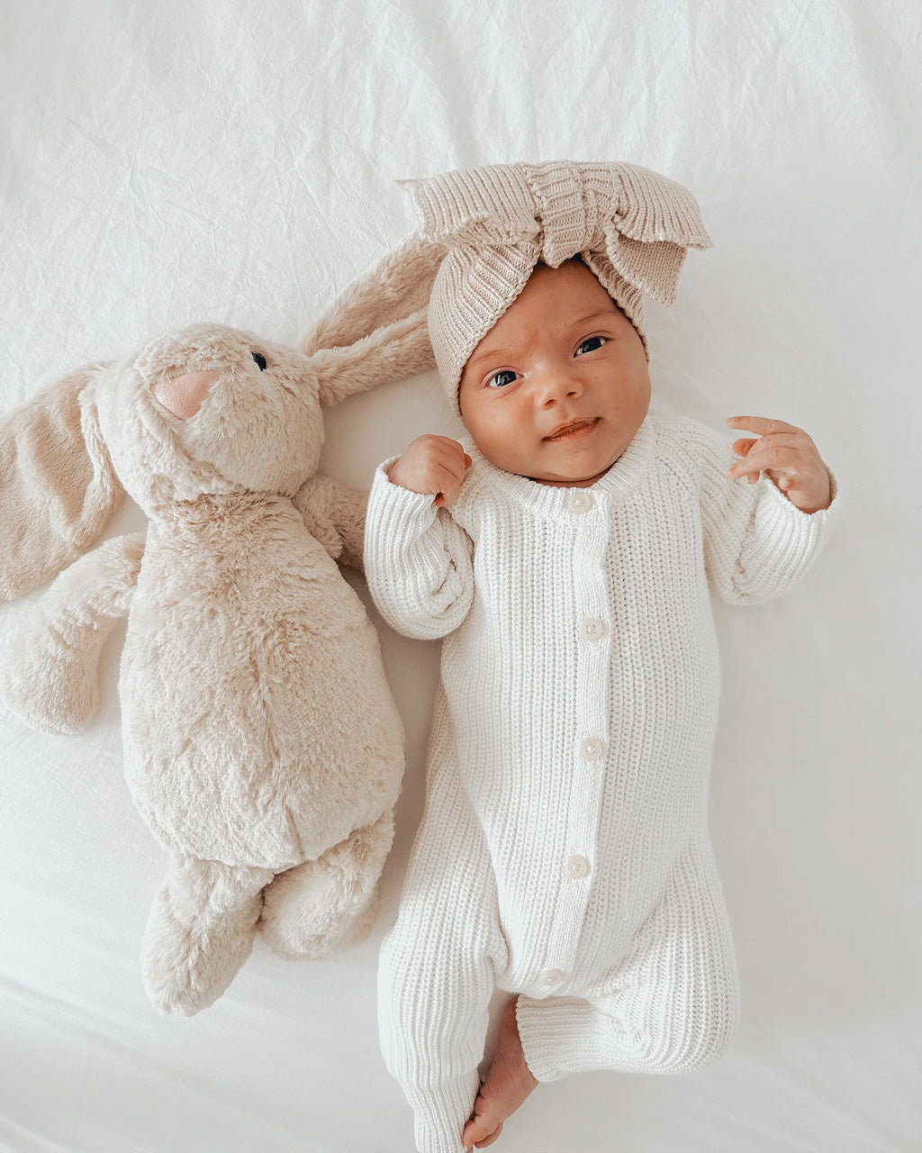 Beige Oversized Baby Bow