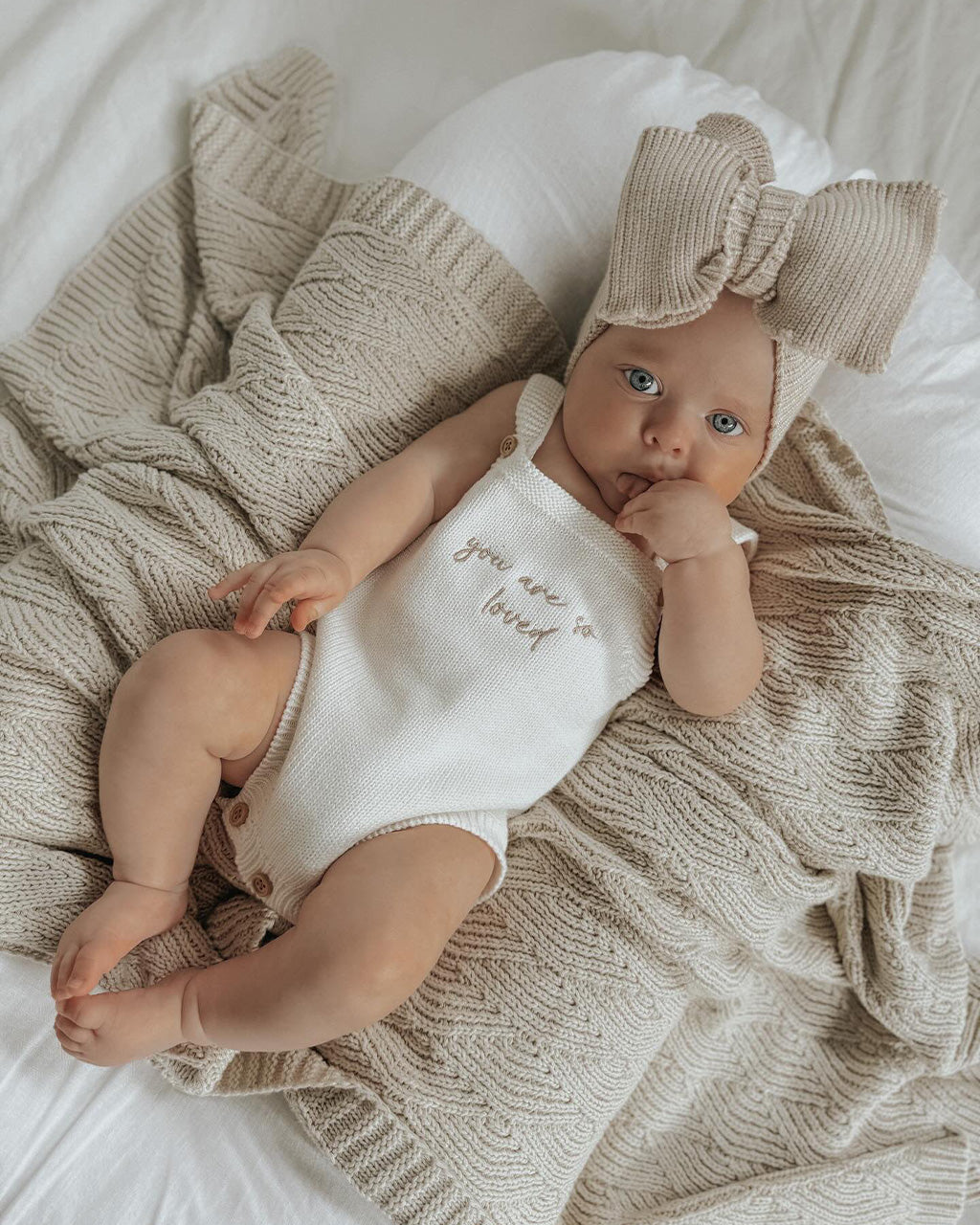 Beige Oversized Baby Bow