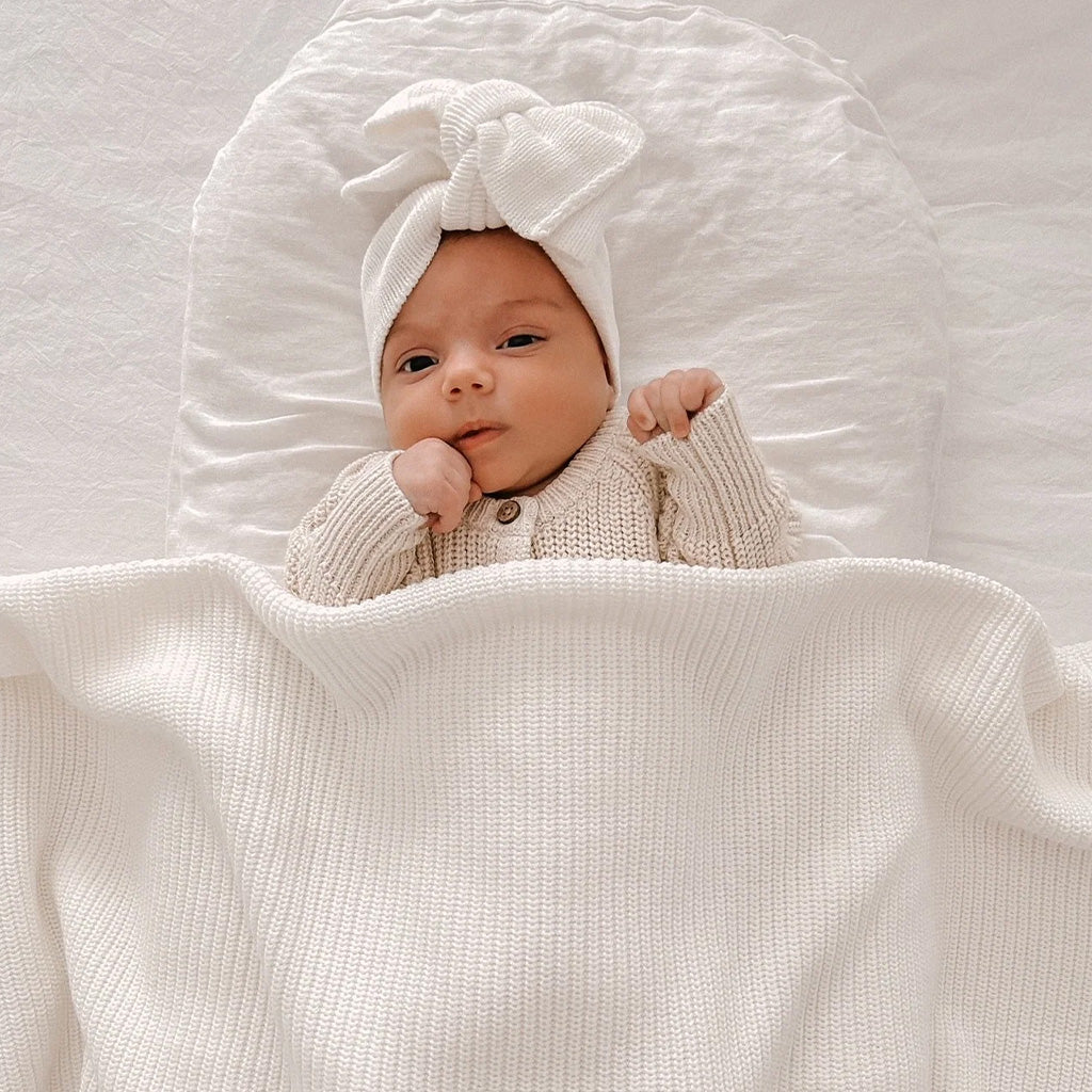White Knitted Baby Blanket