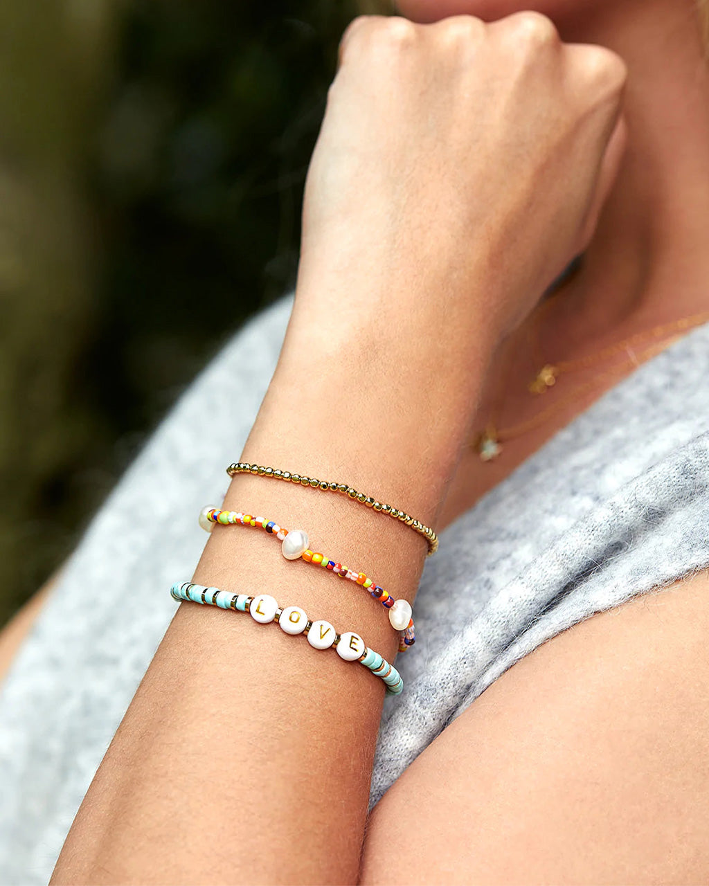 Rainbow Pearl Bracelet Set