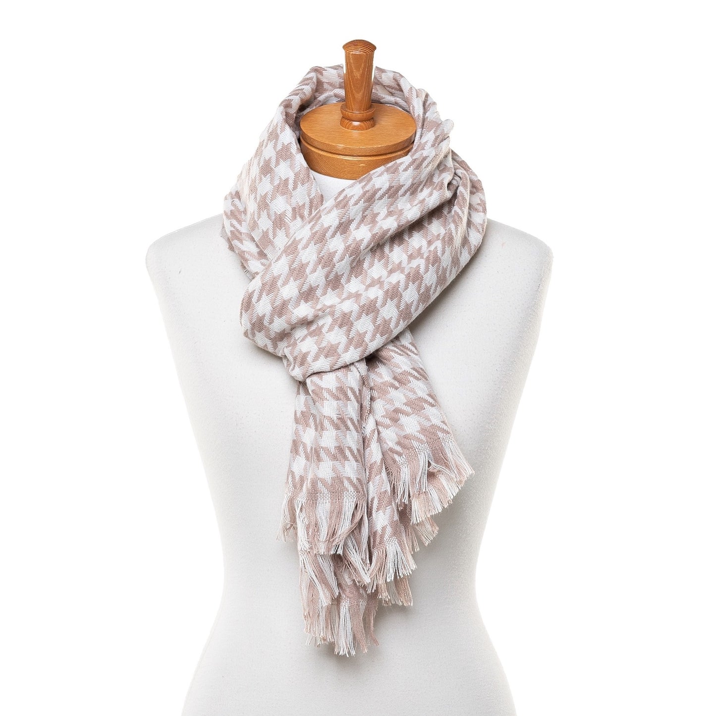 Brown Narrow Houndstooth Scarf/Shawl