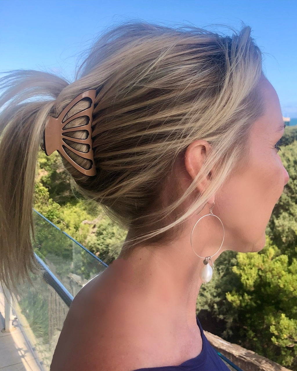 Hair Claw Large - Ivory And Black