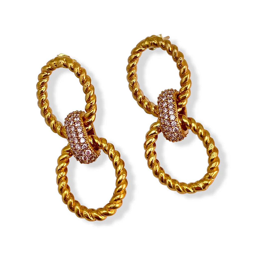 Pink Twisted Cable Drop Earrings