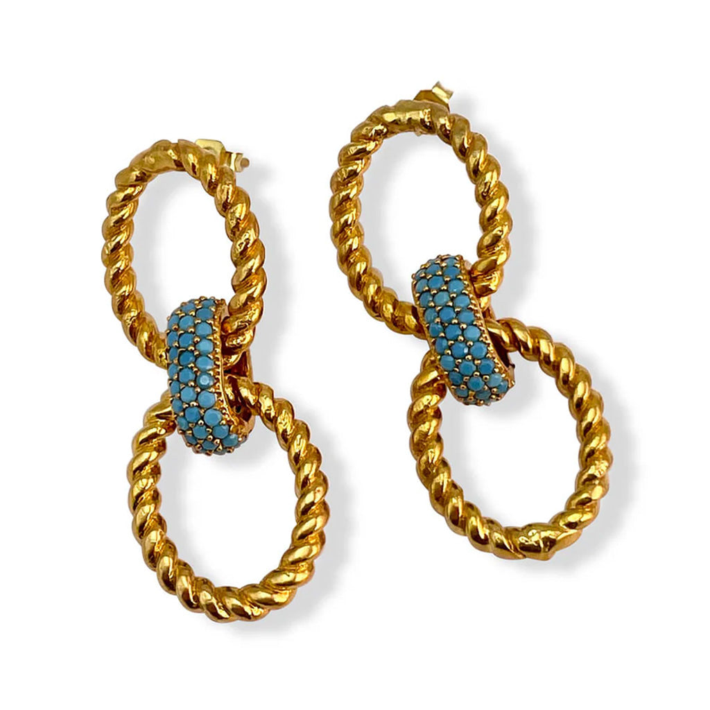 Turquoise Twisted Cable Drop Earrings