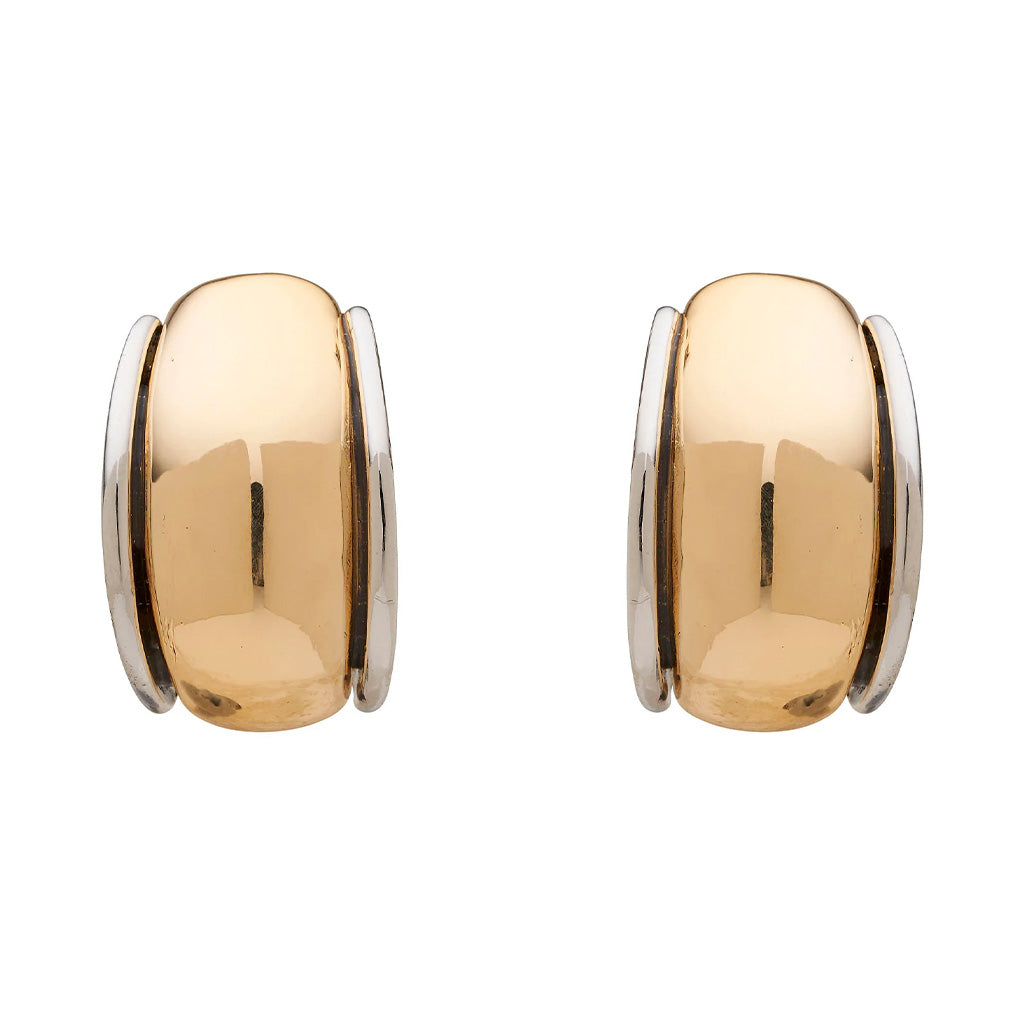 Two Tone Curve Clip On Earrings