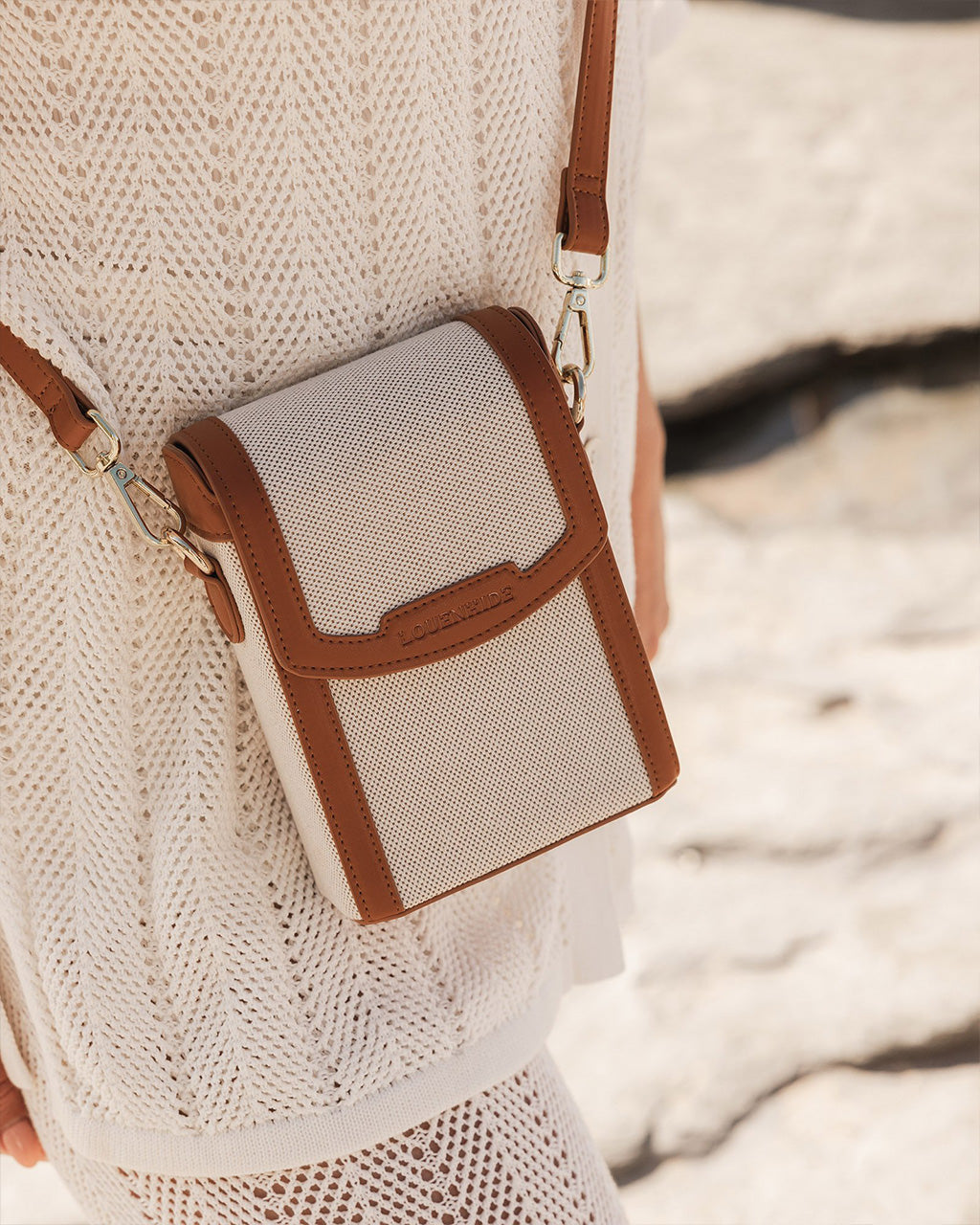Yoko Canvas Phone Bag - Tan