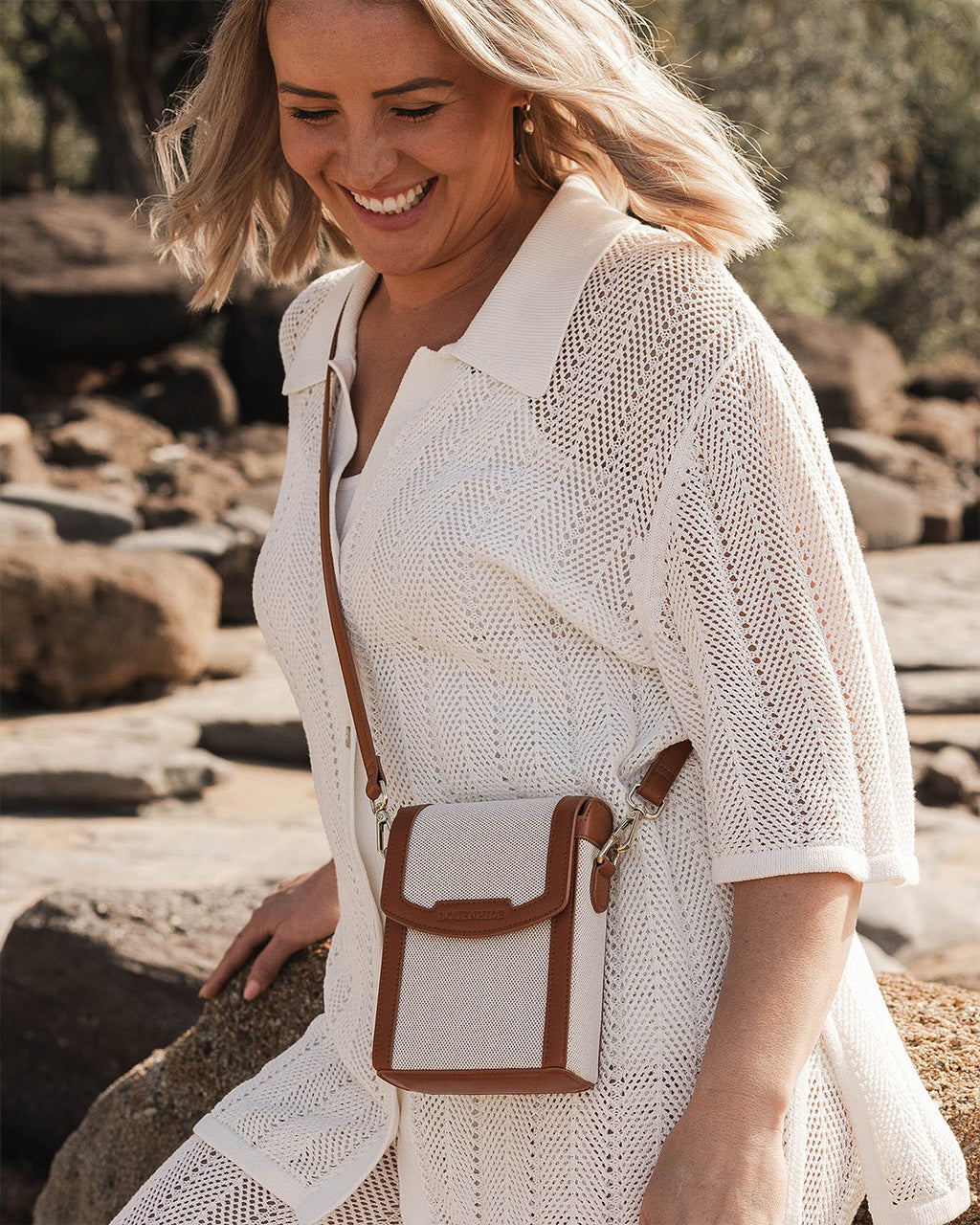 Yoko Canvas Phone Bag - Tan