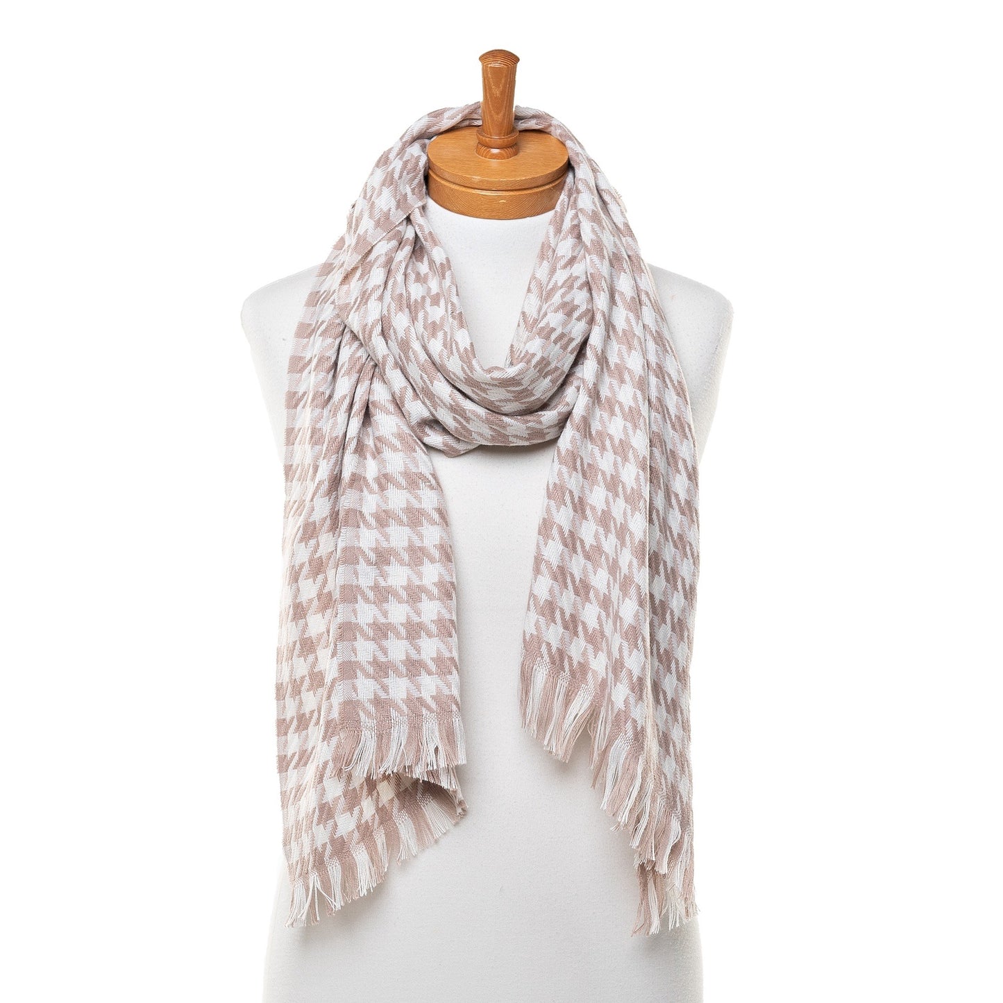 Brown Narrow Houndstooth Scarf/Shawl