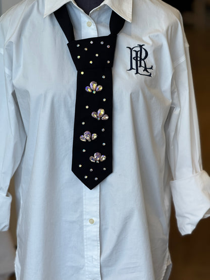 Black Tie With Pink Rhinestones