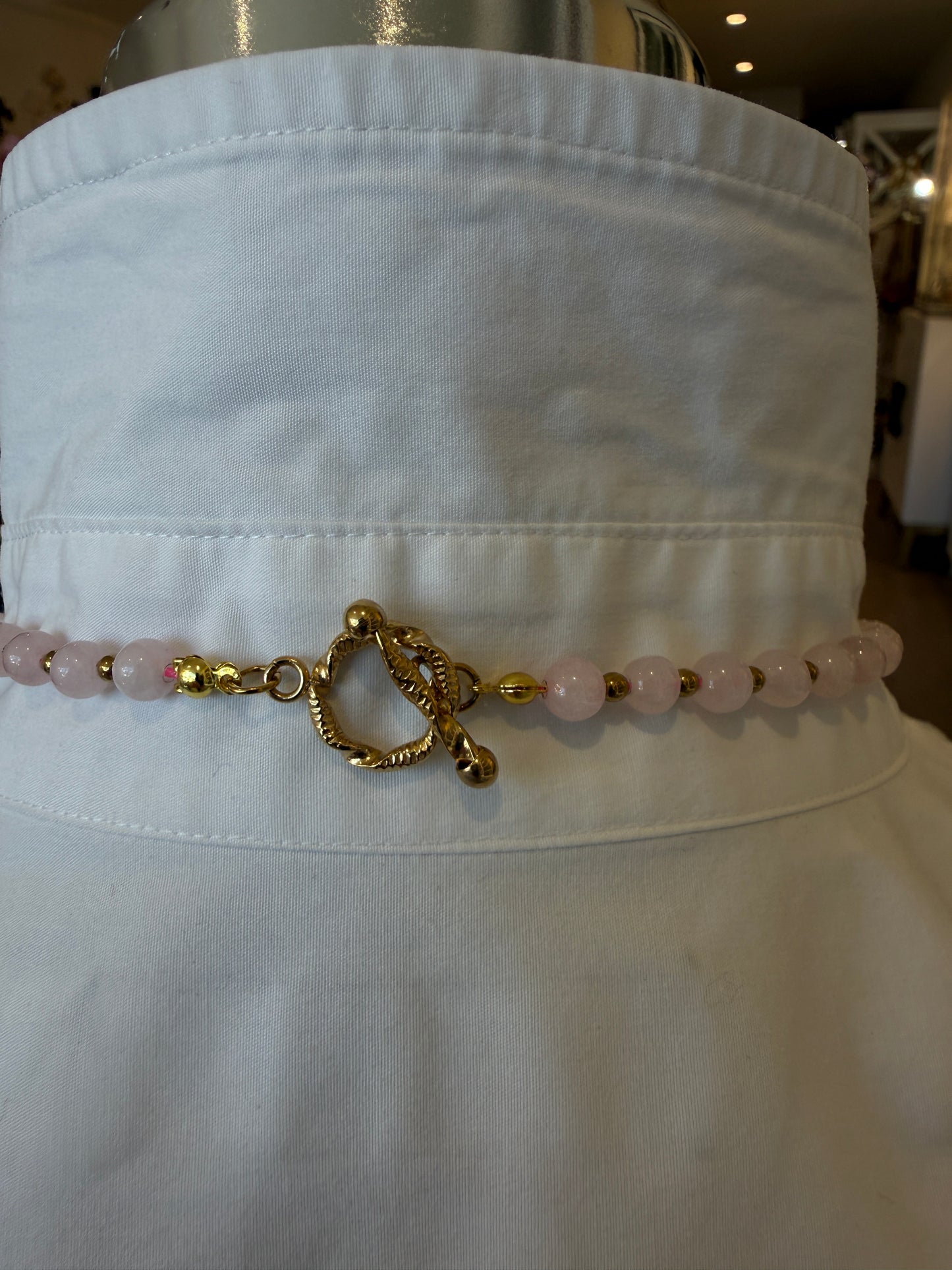 Salmon Pink Tie With Pink Rhinestones
