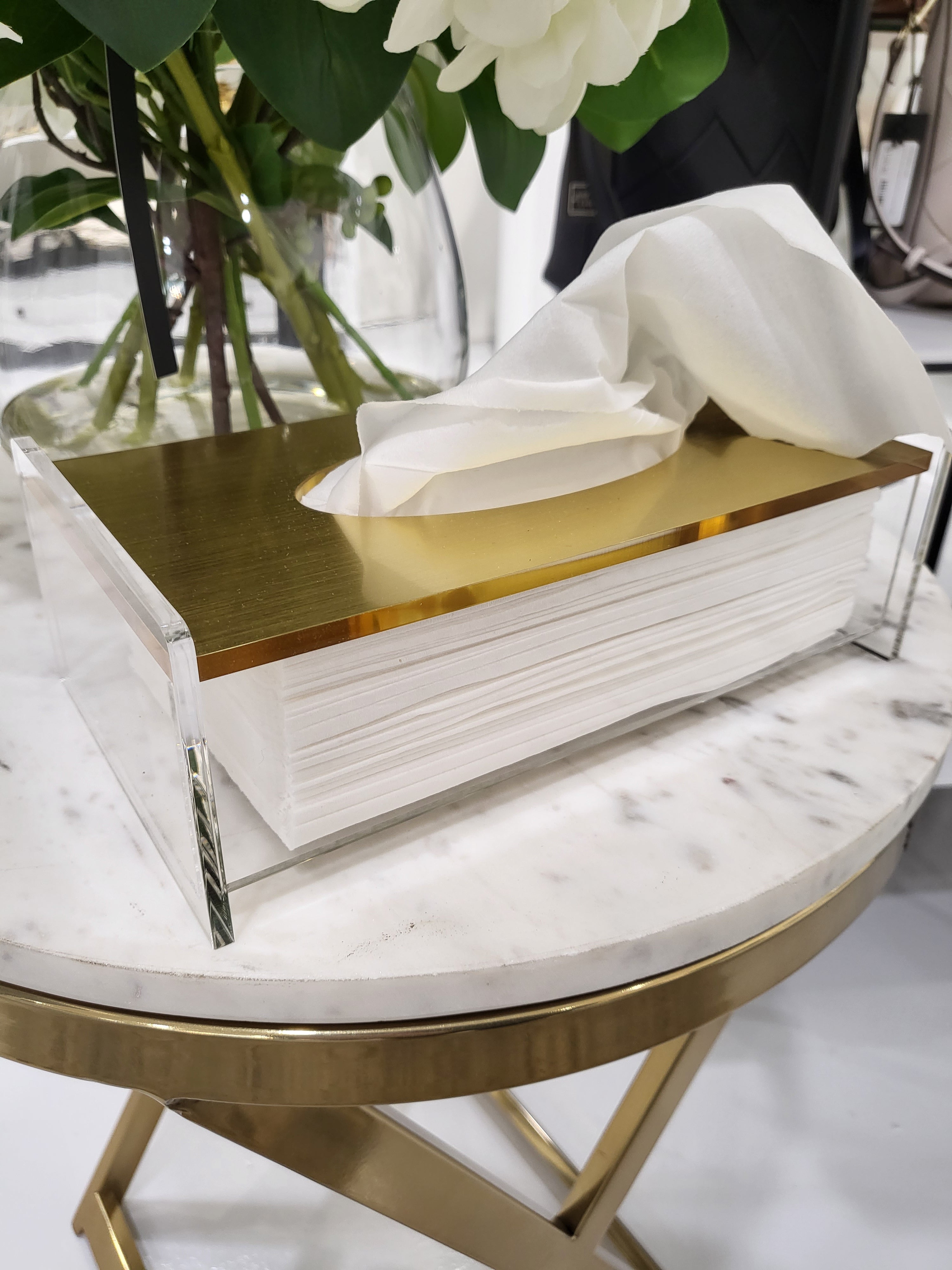 Clear & Gold Tissue Box Cover