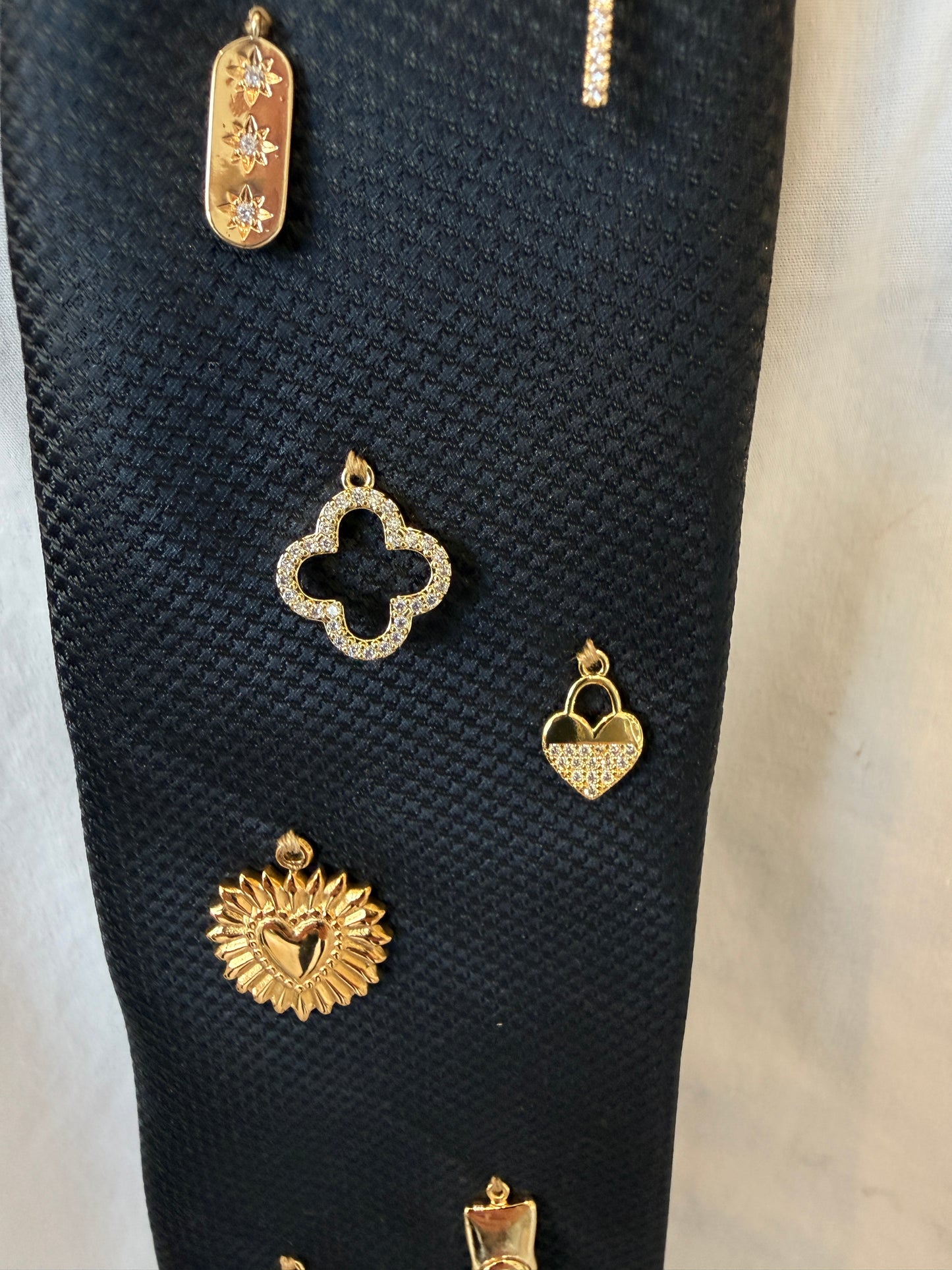 Black Tie With Gold Charms