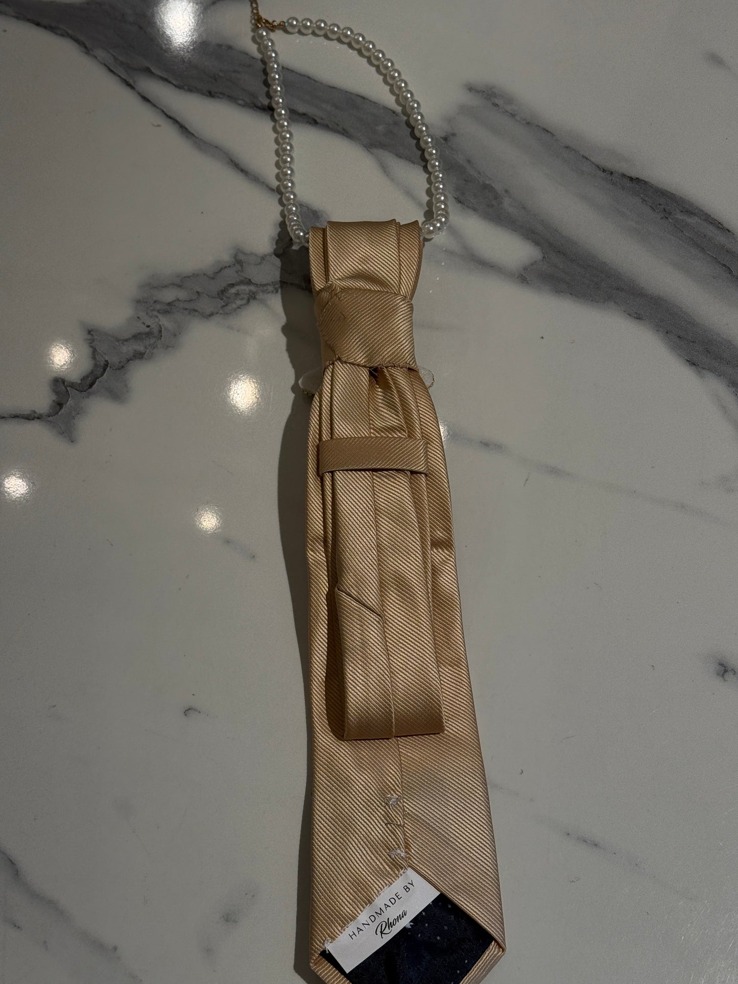 Hand-Embellished Champagne Tie