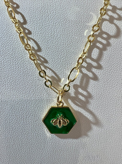 Green Bee Necklace