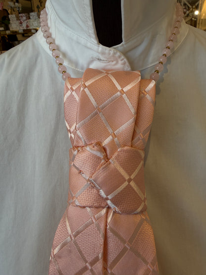 Salmon Pink Tie With Pink Rhinestones