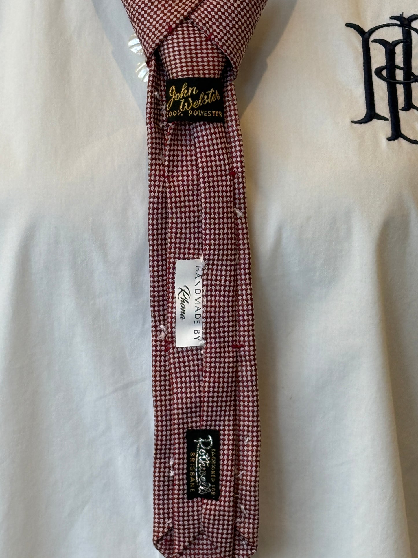 Burgundy Tie With Flower & Pearls