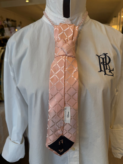 Salmon Pink Tie With Pink Rhinestones