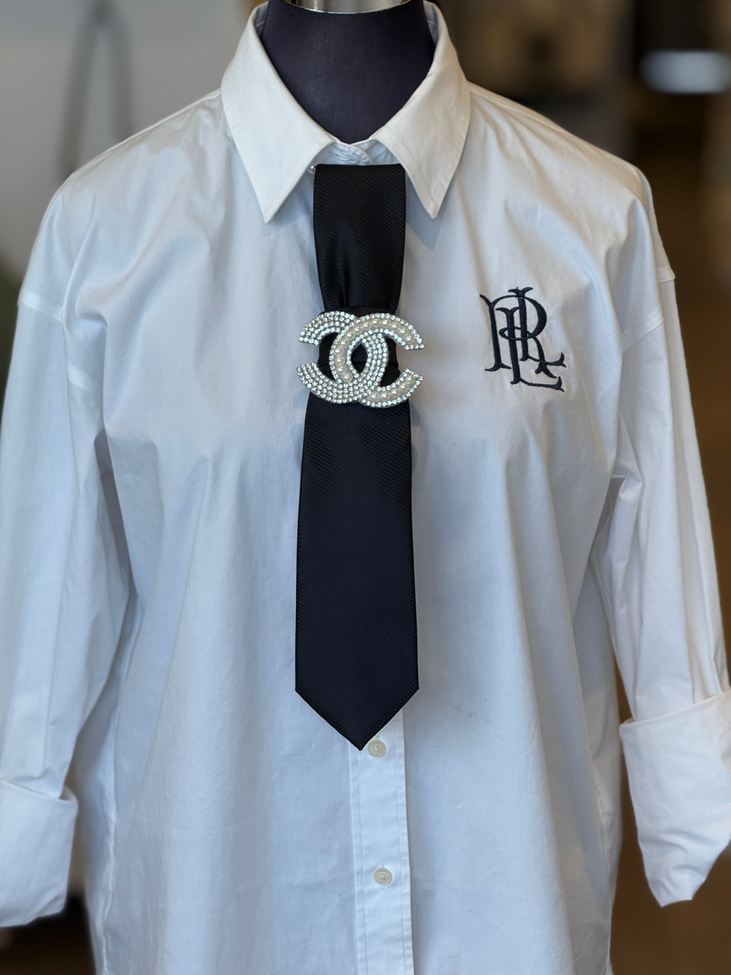 Black Tie With Cee Cee  Brooch