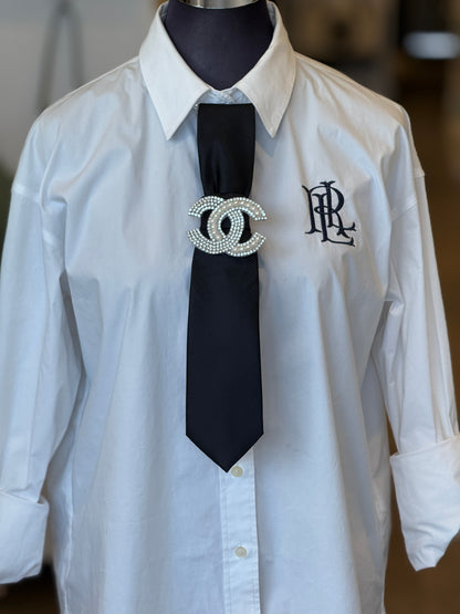 Black Tie With Cee Cee  Brooch