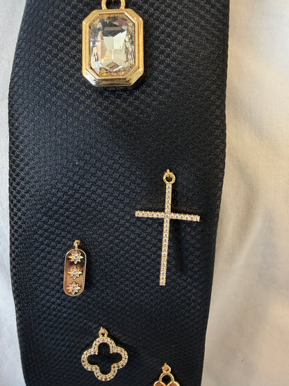 Black Tie With Gold Charms