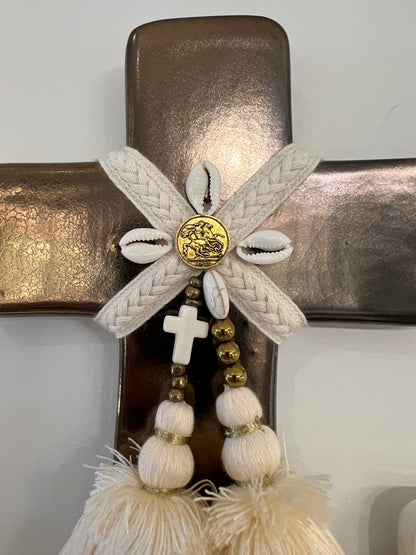GEORGE AND COLE Aphrodite Gold Ceramic Cross - Medium